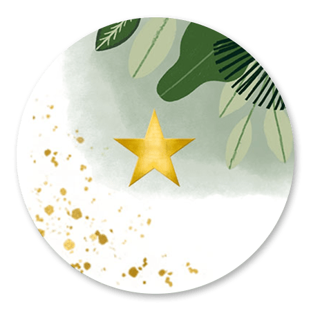 Jungle bladeren met gouden ster